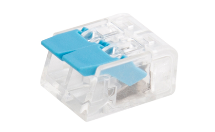 Blue  2 Pole Push Wire Connector with Lever for wiring 4mm2