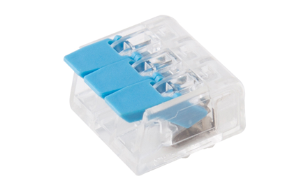 Blue  3 Pole Push Wire Connector with Lever for wiring 4mm2