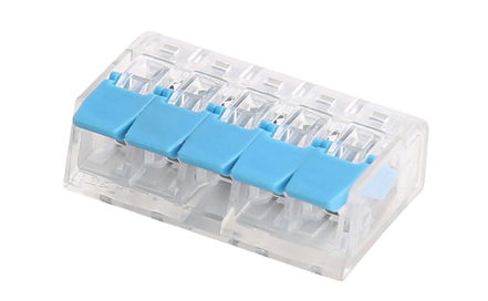 Blue 5 Pin Push Wire Connector for easy wiring all conductors
